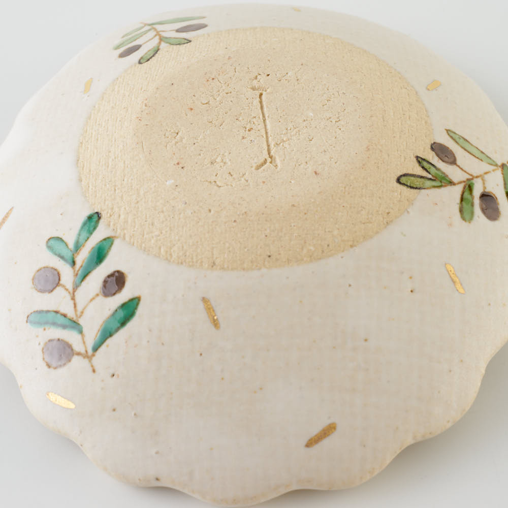 作家 岡洋美 オリーブ紋花型豆皿 作家 岡洋美 陶磁器作家もの