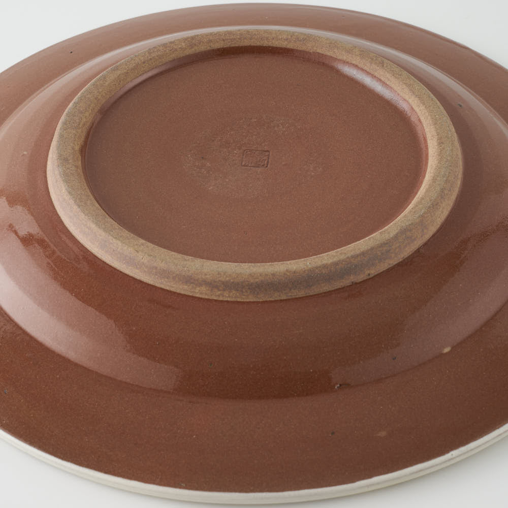 小石原焼 柳瀬窯元 リム付平皿 大 (草紋) 小石原焼 柳瀬窯元 小石原焼