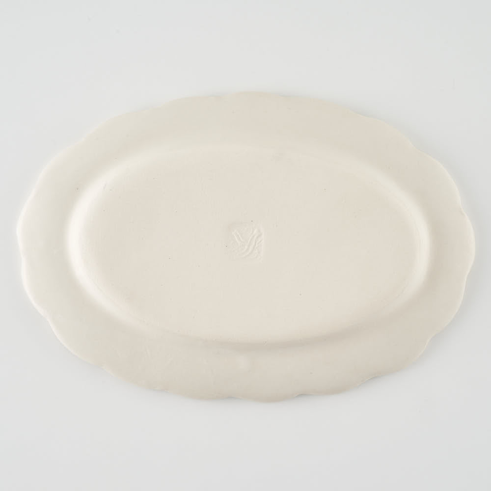 作家 長浜由起子 小花上絵 オーバル皿 小 作家 長浜由起子 陶磁器作家もの