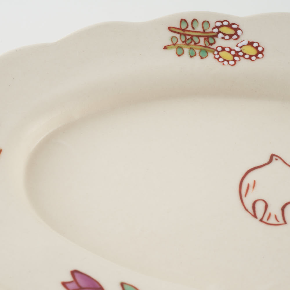 作家 長浜由起子 小花上絵 オーバル皿 小 作家 長浜由起子 陶磁器作家もの