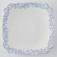 作家 杉沼里美 盛上彩泥紋様角皿・白/ブルー 作家 杉沼里美 陶磁器作家もの