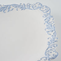 作家 杉沼里美 盛上彩泥紋様角皿・白/ブルー 作家 杉沼里美 陶磁器作家もの