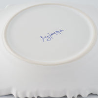 作家 杉沼里美 盛上彩泥紋様角皿・白/ブルー 作家 杉沼里美 陶磁器作家もの