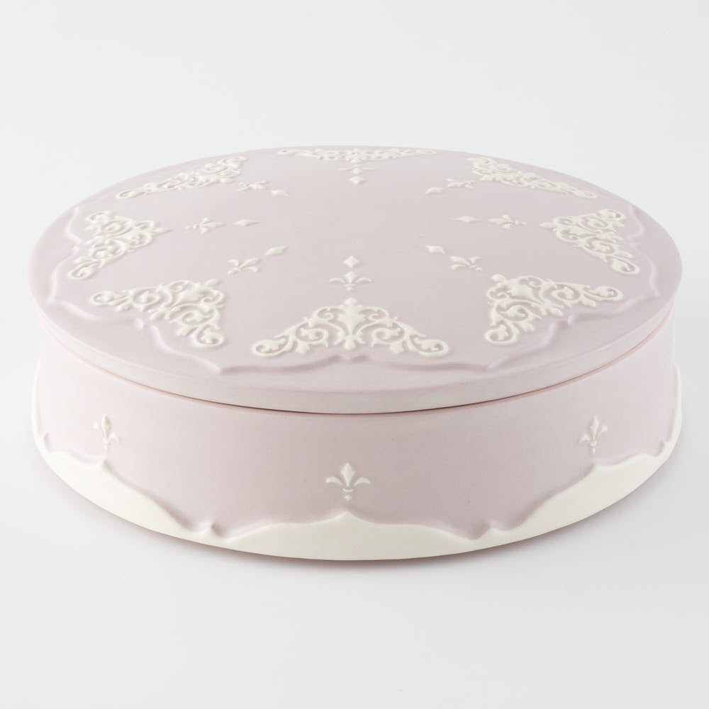 作家 杉沼里美 盛上白泥紋様陶筥・ライラック 作家 杉沼里美 陶磁器作家もの