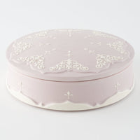 作家 杉沼里美 盛上白泥紋様陶筥・ライラック 作家 杉沼里美 陶磁器作家もの