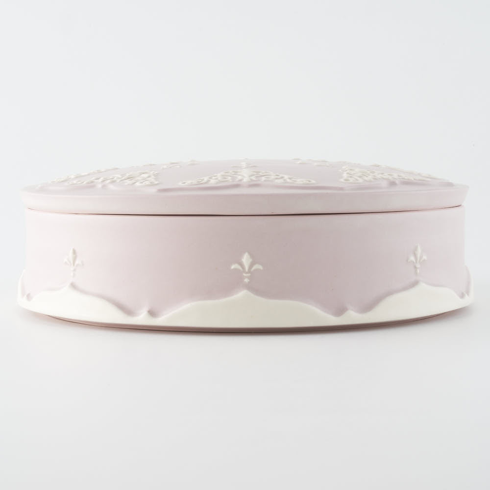 作家 杉沼里美 盛上白泥紋様陶筥・ライラック 作家 杉沼里美 陶磁器作家もの