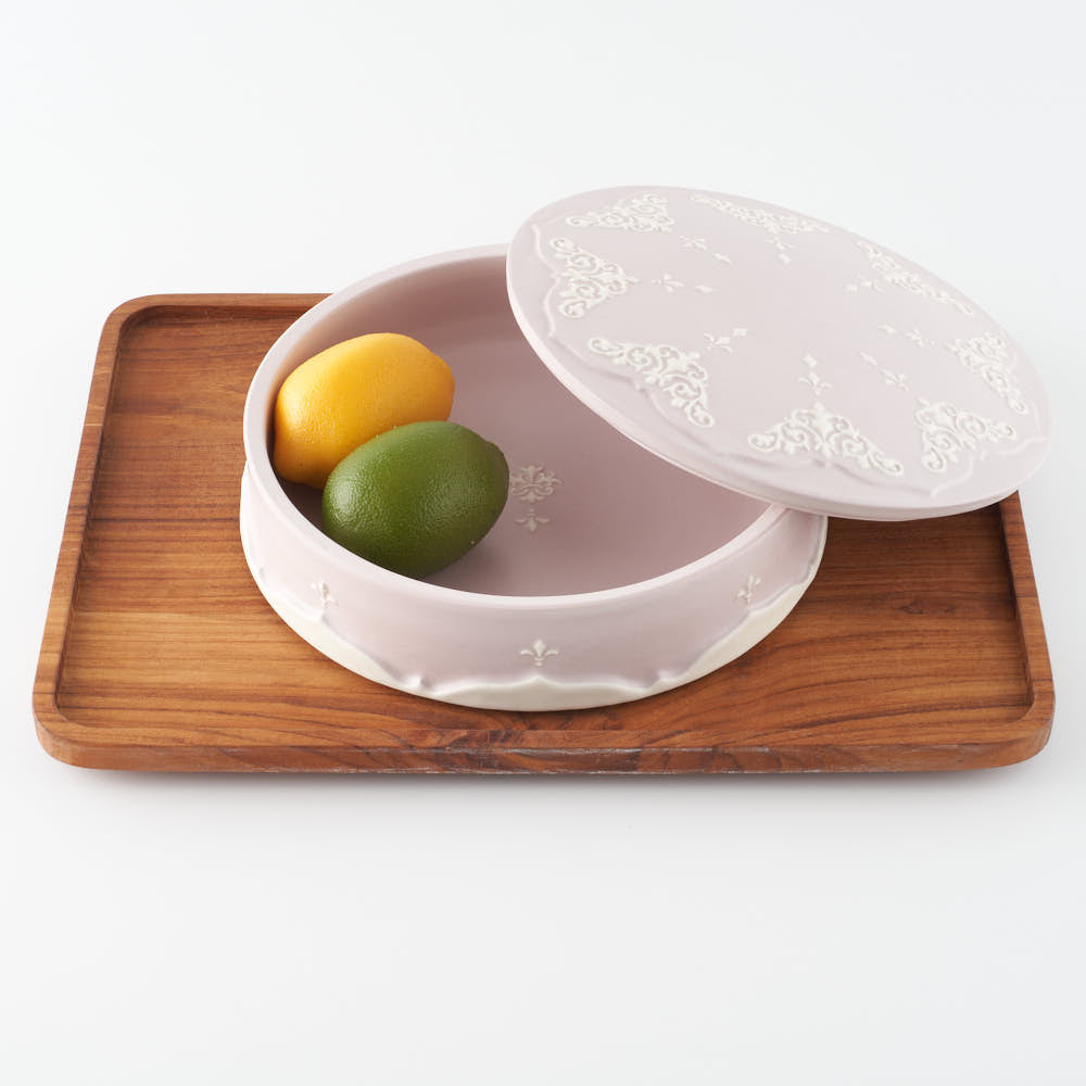 作家 杉沼里美 盛上白泥紋様陶筥・ライラック 作家 杉沼里美 陶磁器作家もの