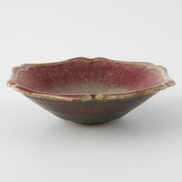 作家 亀井紀子 紅彩 レリーフ 三寸鉢 作家 亀井紀子 陶磁器作家もの