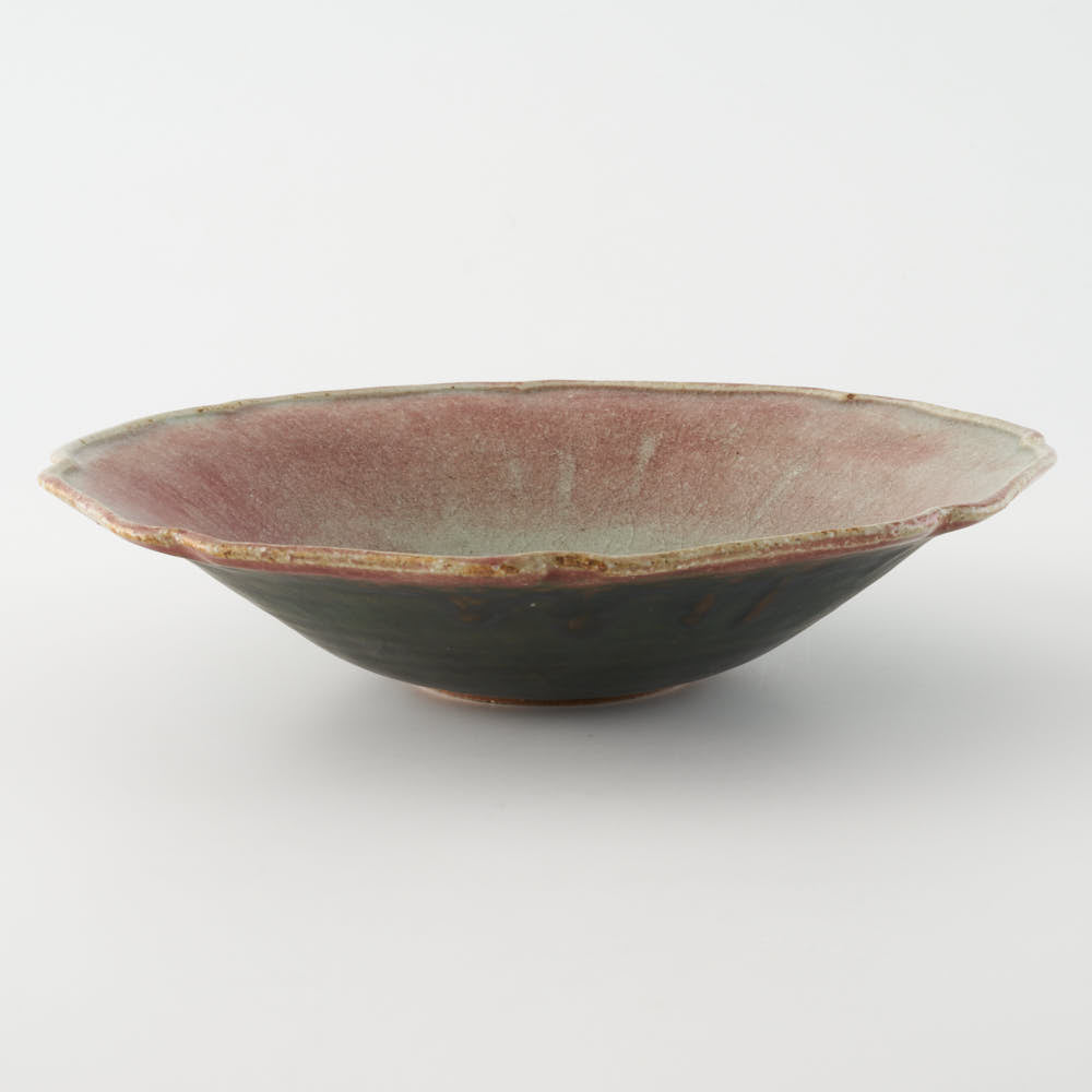 作家 亀井紀子 紅彩 レリーフ 七寸鉢 作家 亀井紀子 陶磁器作家もの