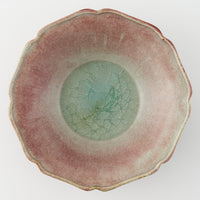 作家 亀井紀子 紅彩 レリーフ 七寸鉢 作家 亀井紀子 陶磁器作家もの