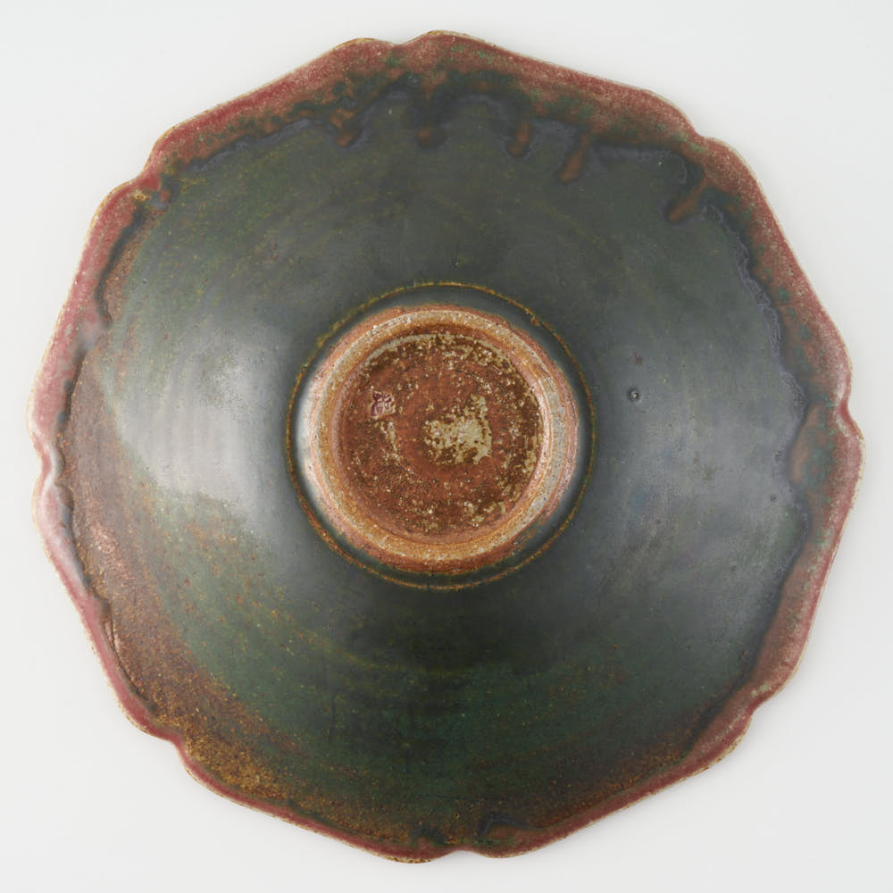 作家 亀井紀子 紅彩 レリーフ 七寸鉢 作家 亀井紀子 陶磁器作家もの