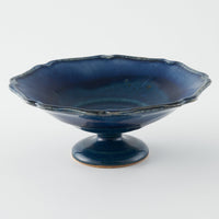 作家 亀井紀子 青彩 レリーフ 高台小鉢 作家 亀井紀子 陶磁器作家もの