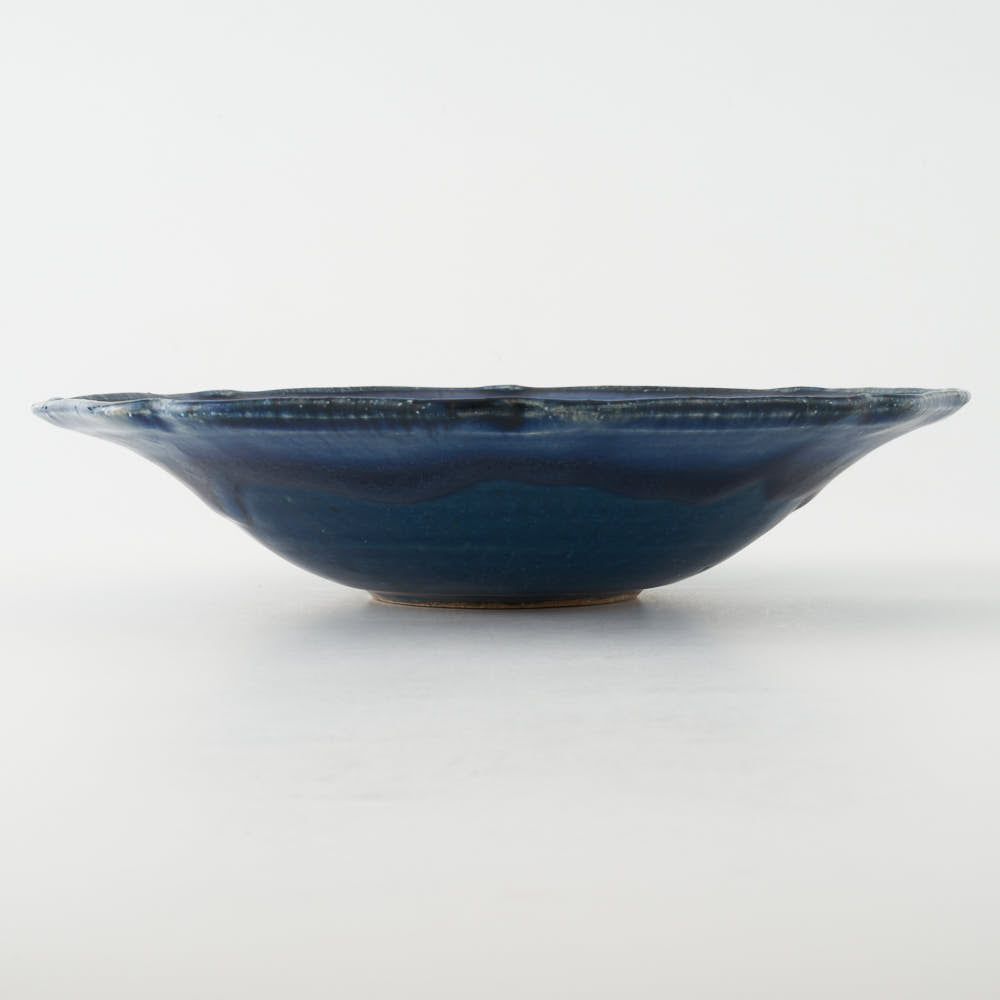 作家 亀井紀子 青彩 レリーフ 七寸鉢 作家 亀井紀子 陶磁器作家もの