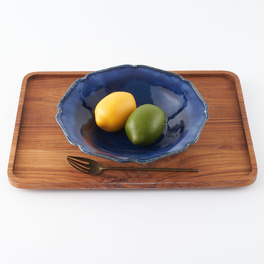 作家 亀井紀子 青彩 レリーフ 七寸鉢 作家 亀井紀子 陶磁器作家もの