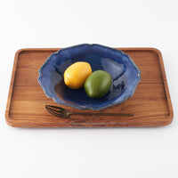 作家 亀井紀子 青彩 レリーフ 七寸鉢 作家 亀井紀子 陶磁器作家もの