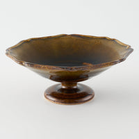 作家 亀井紀子 琥珀彩 レリーフ 高台小鉢 作家 亀井紀子 陶磁器作家もの