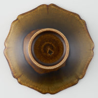 作家 亀井紀子 琥珀彩 レリーフ 高台小鉢 作家 亀井紀子 陶磁器作家もの