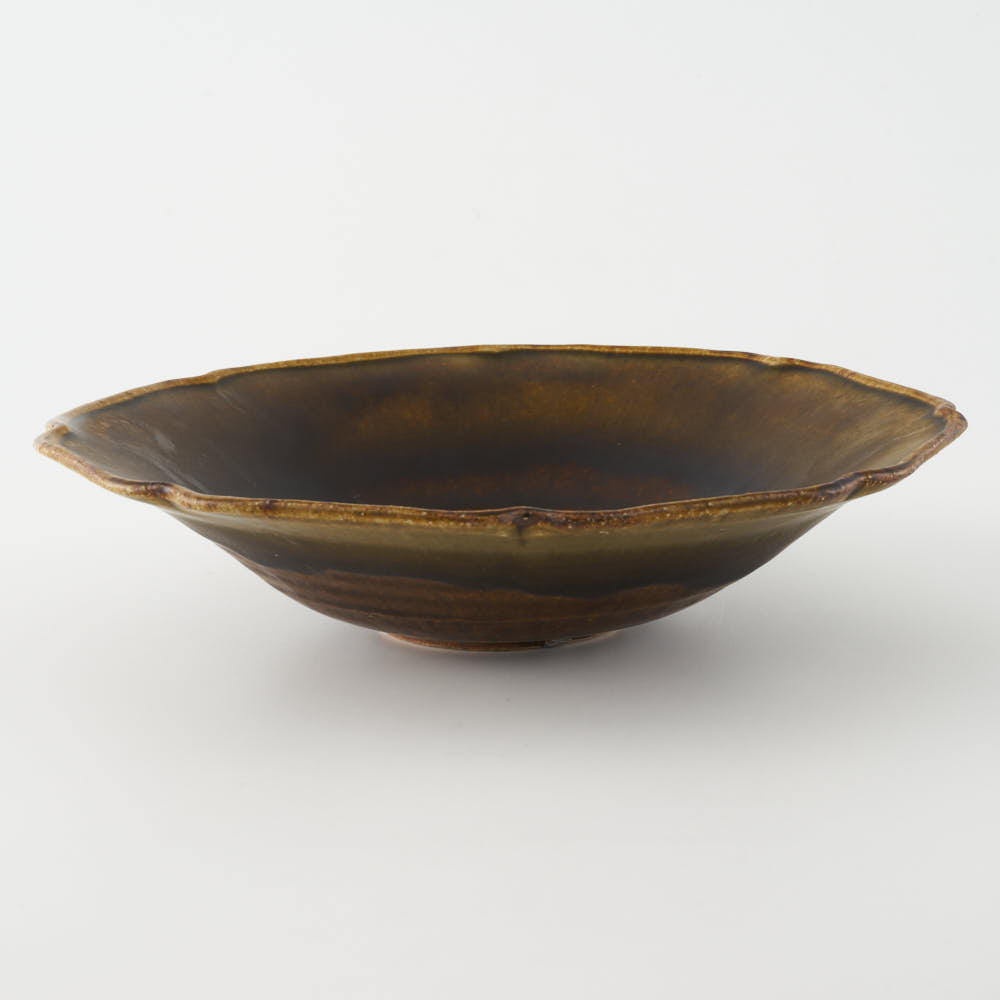 作家 亀井紀子 琥珀彩 レリーフ 七寸鉢 作家 亀井紀子 陶磁器作家もの