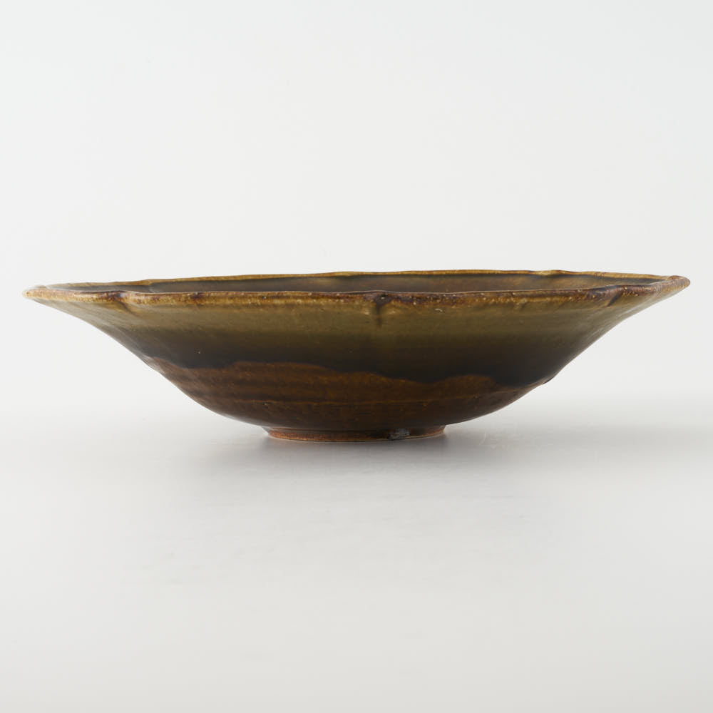 作家 亀井紀子 琥珀彩 レリーフ 七寸鉢 作家 亀井紀子 陶磁器作家もの