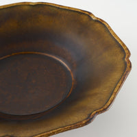 作家 亀井紀子 琥珀彩 レリーフ 七寸鉢 作家 亀井紀子 陶磁器作家もの