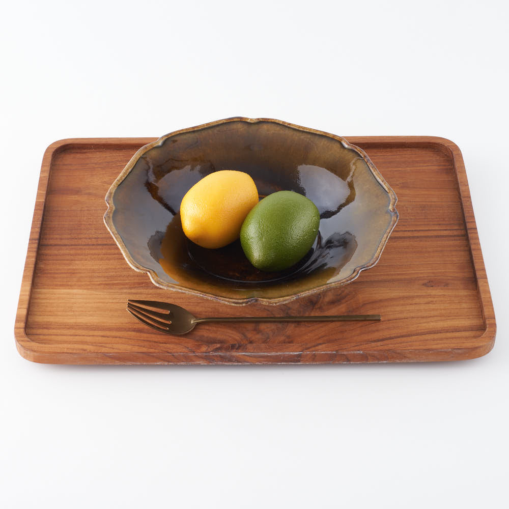 作家 亀井紀子 琥珀彩 レリーフ 七寸鉢 作家 亀井紀子 陶磁器作家もの