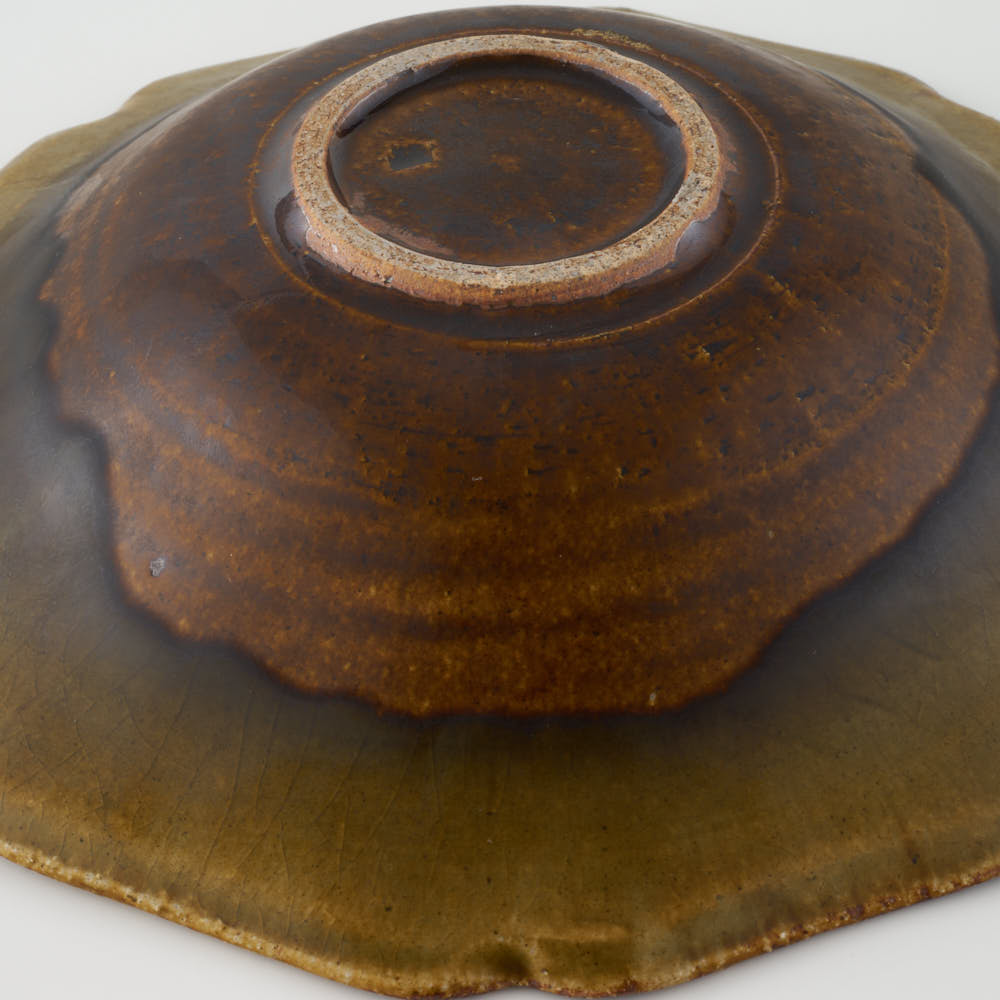 作家 亀井紀子 琥珀彩 レリーフ 七寸鉢 作家 亀井紀子 陶磁器作家もの