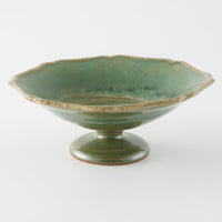 作家 亀井紀子 翡翠彩 レリーフ 高台小鉢 作家 亀井紀子 陶磁器作家もの