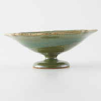 作家 亀井紀子 翡翠彩 レリーフ 高台小鉢 作家 亀井紀子 陶磁器作家もの