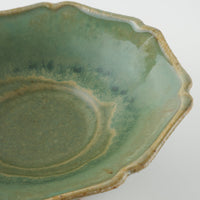 作家 亀井紀子 翡翠彩 レリーフ 高台小鉢 作家 亀井紀子 陶磁器作家もの