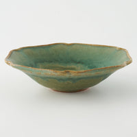 作家 亀井紀子 翡翠彩 レリーフ 五寸鉢 作家 亀井紀子 陶磁器作家もの