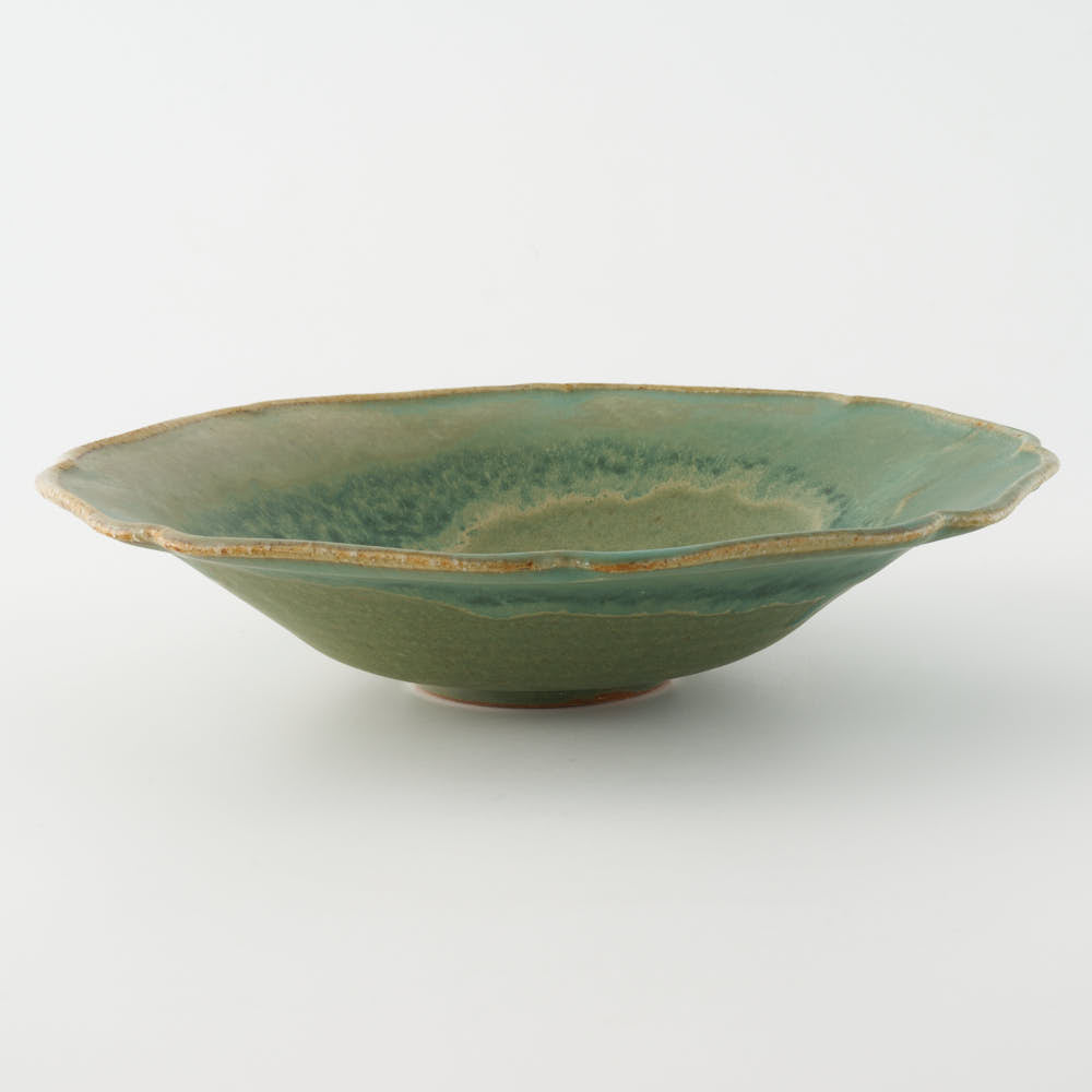 作家 亀井紀子 翡翠彩 レリーフ 七寸鉢 作家 亀井紀子 陶磁器作家もの