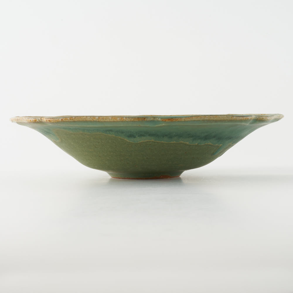 作家 亀井紀子 翡翠彩 レリーフ 七寸鉢 作家 亀井紀子 陶磁器作家もの