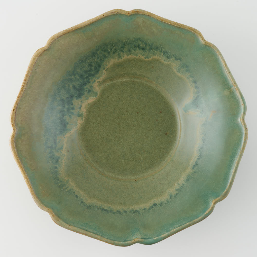 作家 亀井紀子 翡翠彩 レリーフ 七寸鉢 作家 亀井紀子 陶磁器作家もの