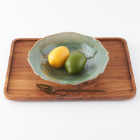 作家 亀井紀子 翡翠彩 レリーフ 七寸鉢 作家 亀井紀子 陶磁器作家もの