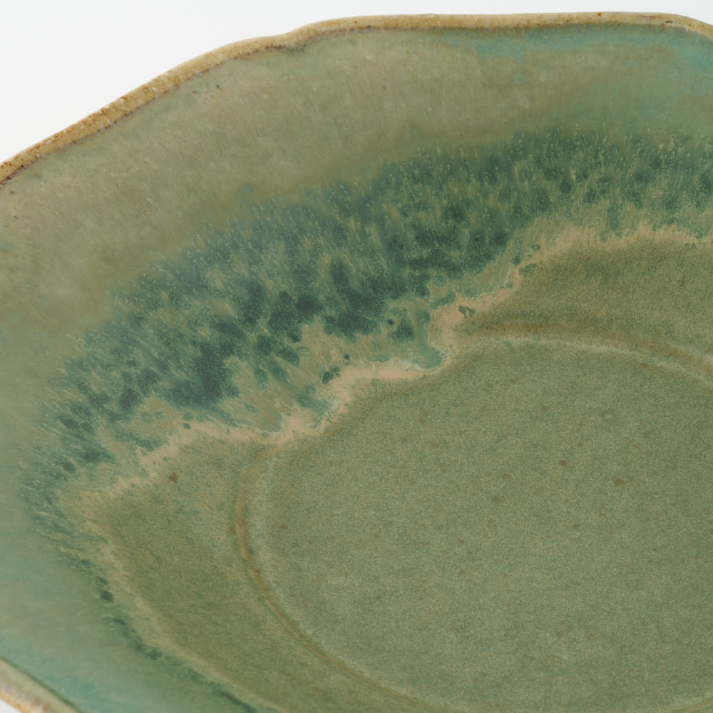 作家 亀井紀子 翡翠彩 レリーフ 七寸鉢 作家 亀井紀子 陶磁器作家もの