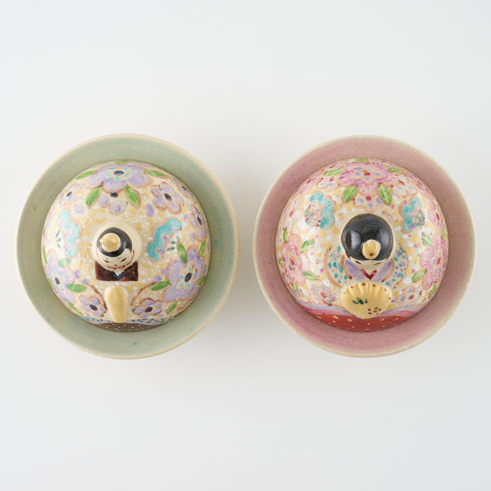 作家 鈴木ハツミ お雛さま ふたもの 梅花 作家 鈴木ハツミ 陶磁器作家もの