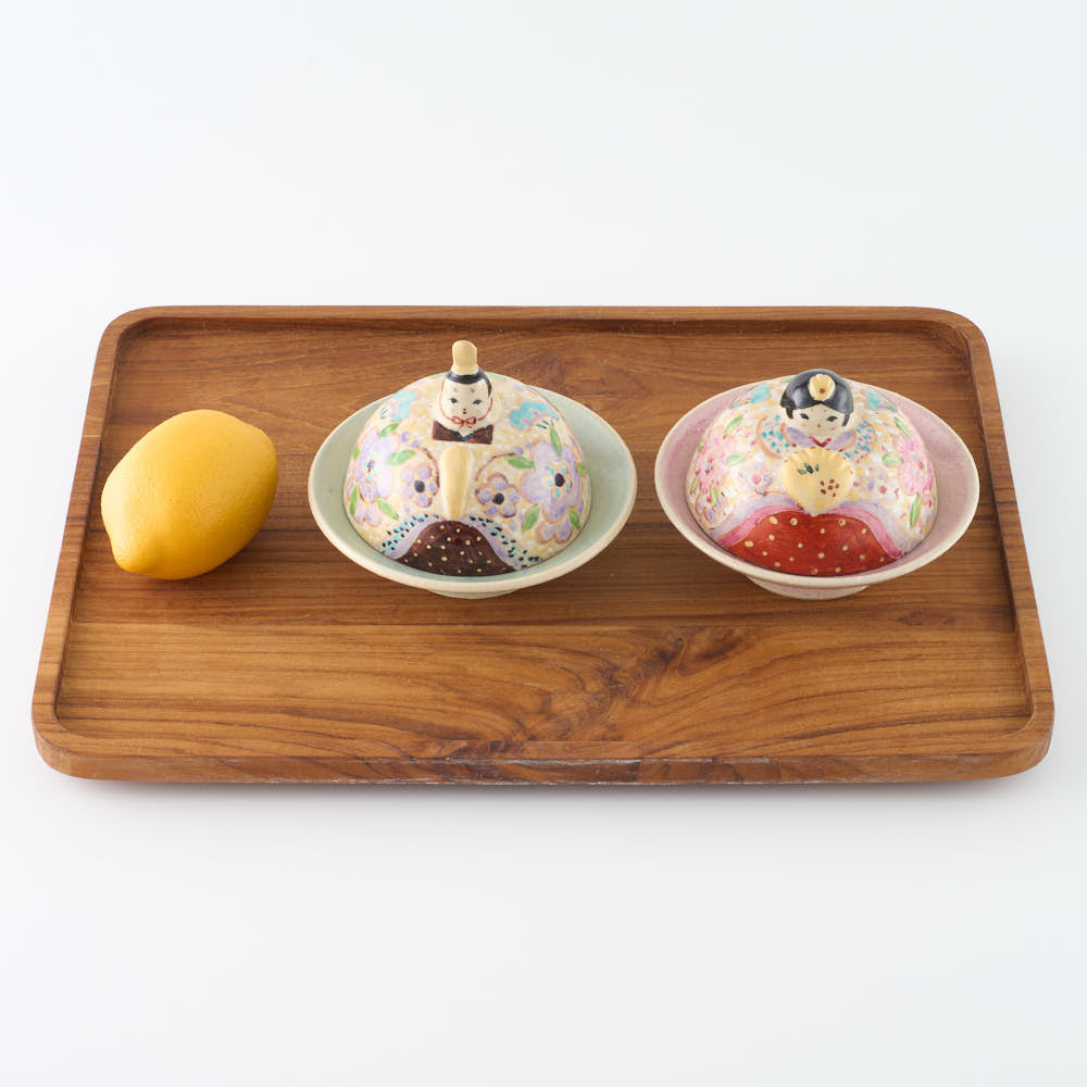 作家 鈴木ハツミ お雛さま ふたもの 梅花 作家 鈴木ハツミ 陶磁器作家もの