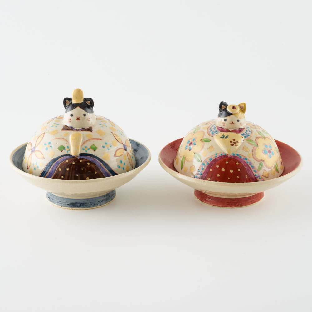 作家 鈴木ハツミ ネコのお雛さま ふたもの 金花 ¥22,000 大人の焼き物