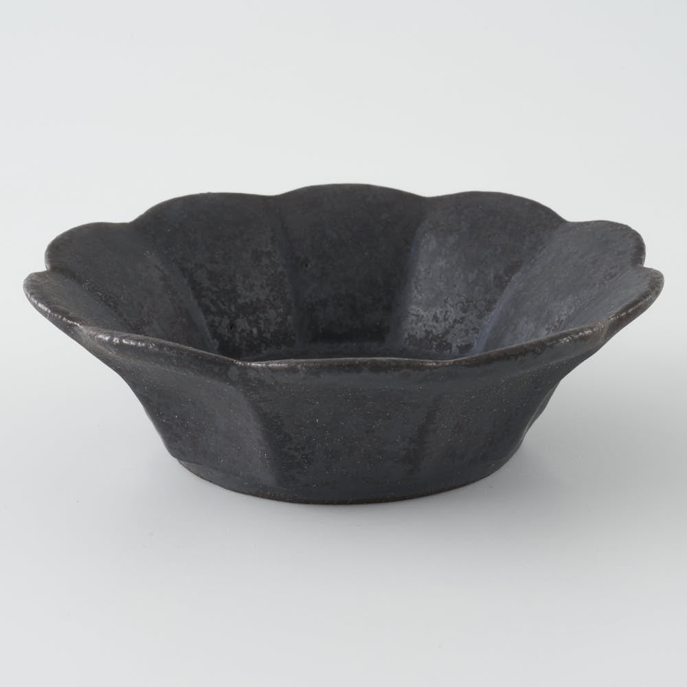 作家 青柳憲儀 黒釉 輪花鉢(M)