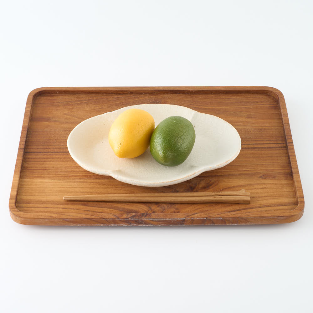 作家 青柳憲儀 白釉 木瓜楕円皿 作家 青柳憲儀 陶磁器作家もの