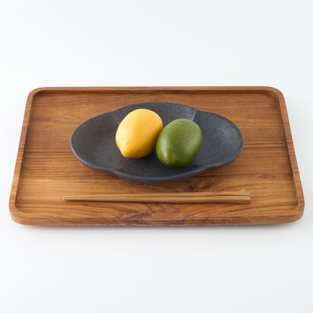 作家 青柳憲儀 黒釉 木瓜楕円皿 作家 青柳憲儀 陶磁器作家もの