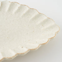 作家 青柳憲儀 白釉 輪花菱楕円皿