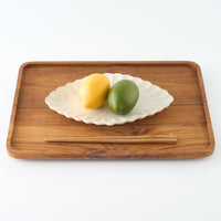 作家 青柳憲儀 白釉 輪花菱楕円皿