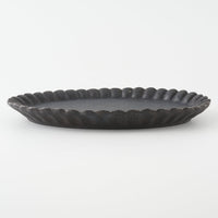 作家 青柳憲儀 黒釉 輪花楕円皿(L)