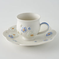 作家 森本静花 貼花文 カップ&ソーサ―(輪花・蝶)