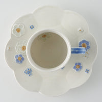 作家 森本静花 貼花文 カップ&ソーサ―(輪花・蝶)