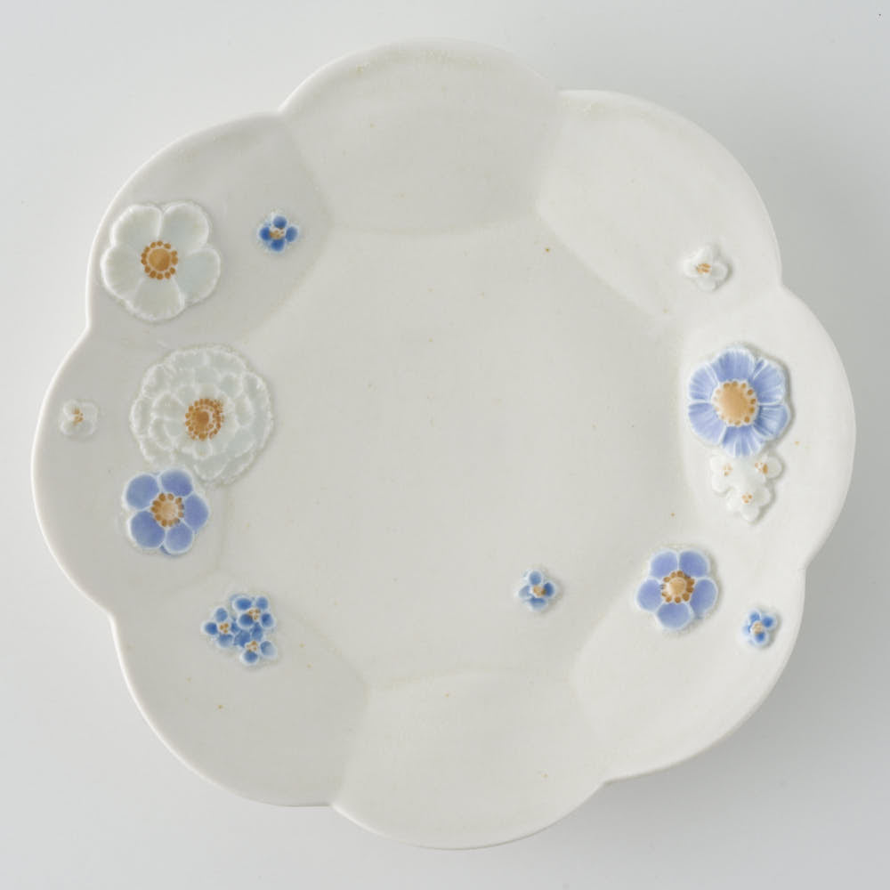 作家 森本静花 貼花文 カップ&ソーサ―(輪花・蝶)