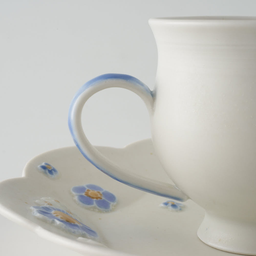 作家 森本静花 貼花文 カップ&ソーサ―(輪花・蝶)