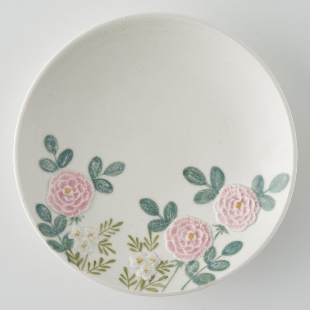 作家 森本静花 貼花文 カップ&ソーサ―(バラ・蝶)