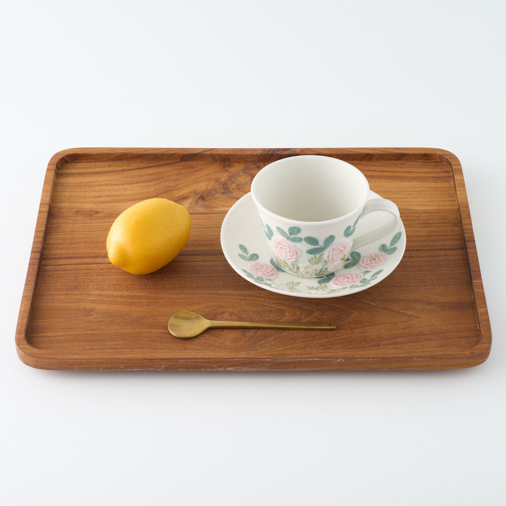 作家 森本静花 貼花文 カップ&ソーサ―(バラ・蝶)